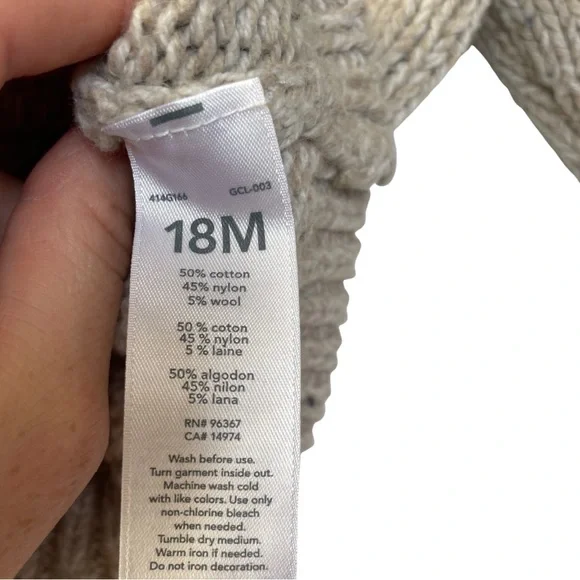 OshKosh | 18 Months Tan Cable Knit Shawl Button Cardigan - Picture 4 of 4